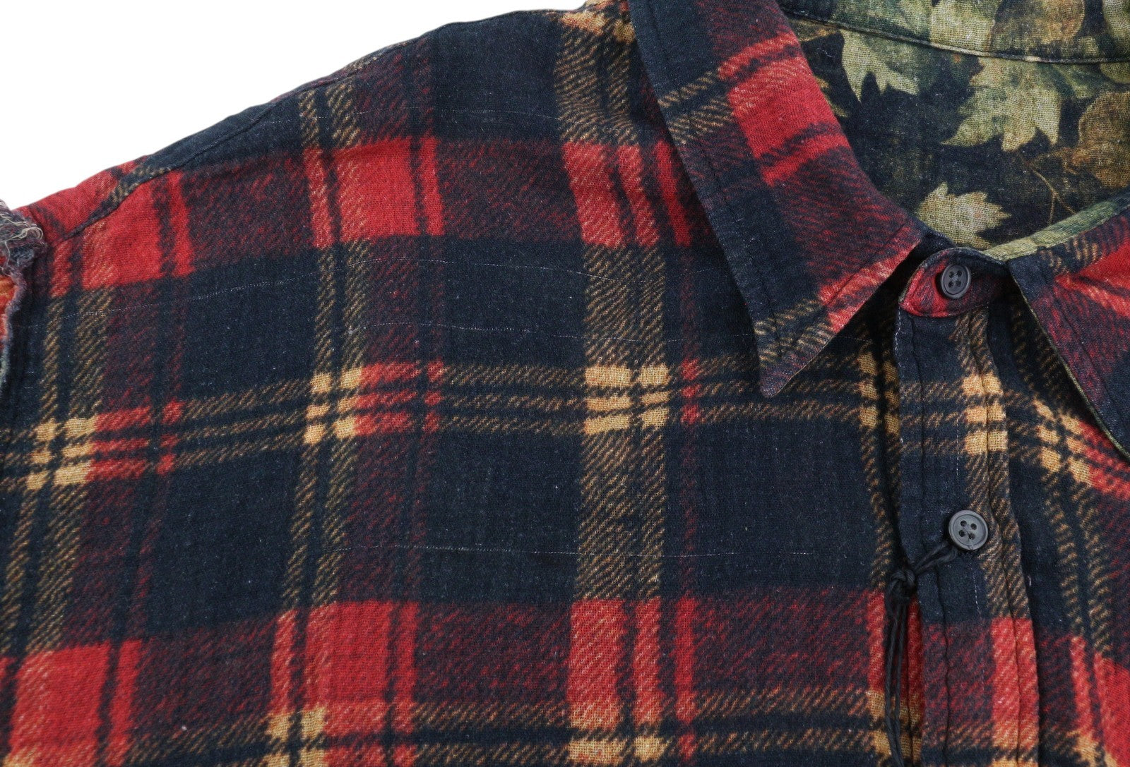 R13 Reversible Drop Neck Women Shirt 2XS Red Plaid With Leaf Camo FW25 RRP1045