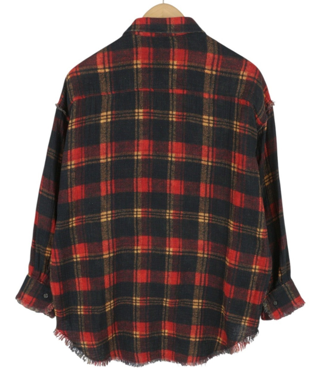 R13 Reversible Drop Neck Women Shirt 2XS Red Plaid With Leaf Camo FW25 RRP1045