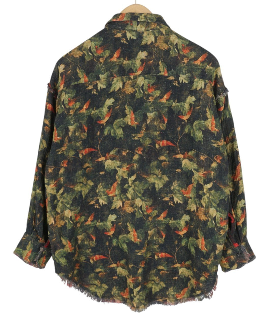 R13 Reversible Drop Neck Women Shirt 2XS Red Plaid With Leaf Camo FW25 RRP1045