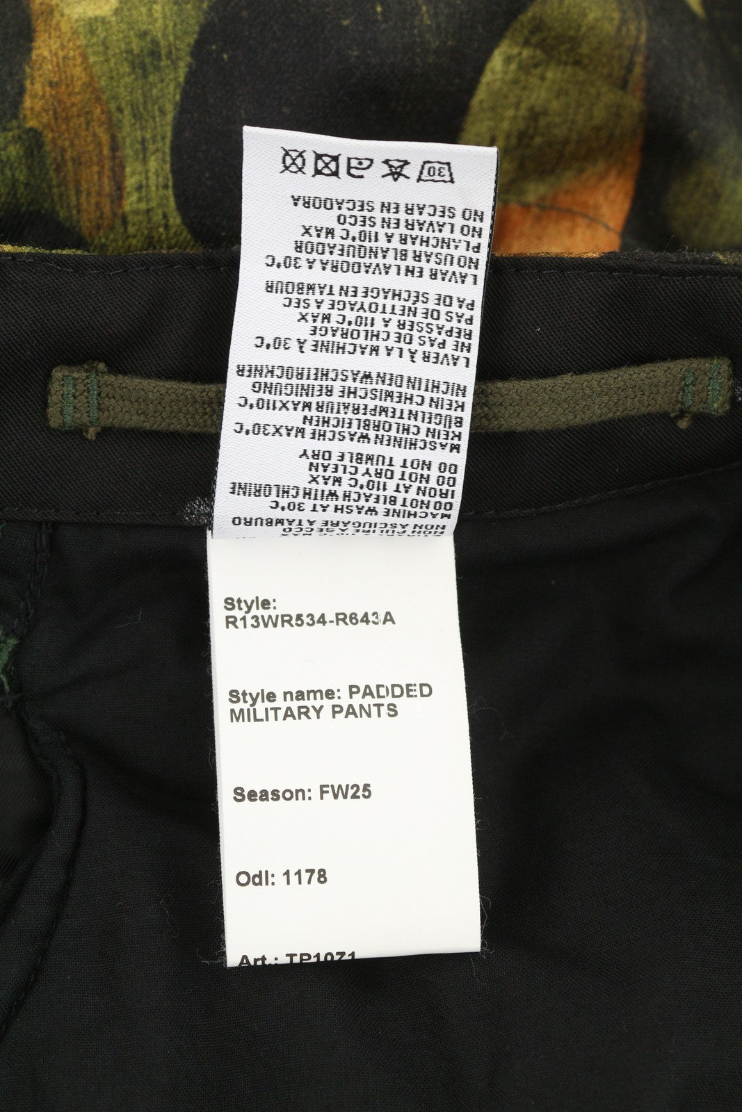 R13 Padded Military Women Trousers 28 Wool Silk Patterned Cropped Insulated FW25