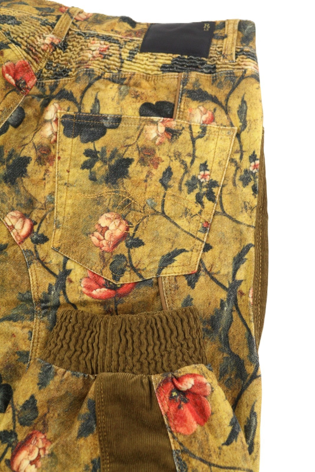 R13 Slouch Motocross Women Trousers 27 Antique Floral Velveteen PF25 RRP1795