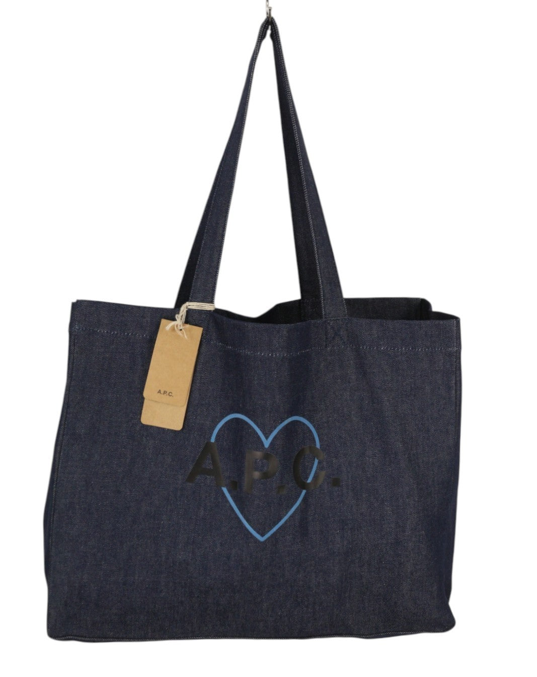 A.P.C. Shopping Saint Valentin Women Bag OS Blue Denim Look Double Handles Tote