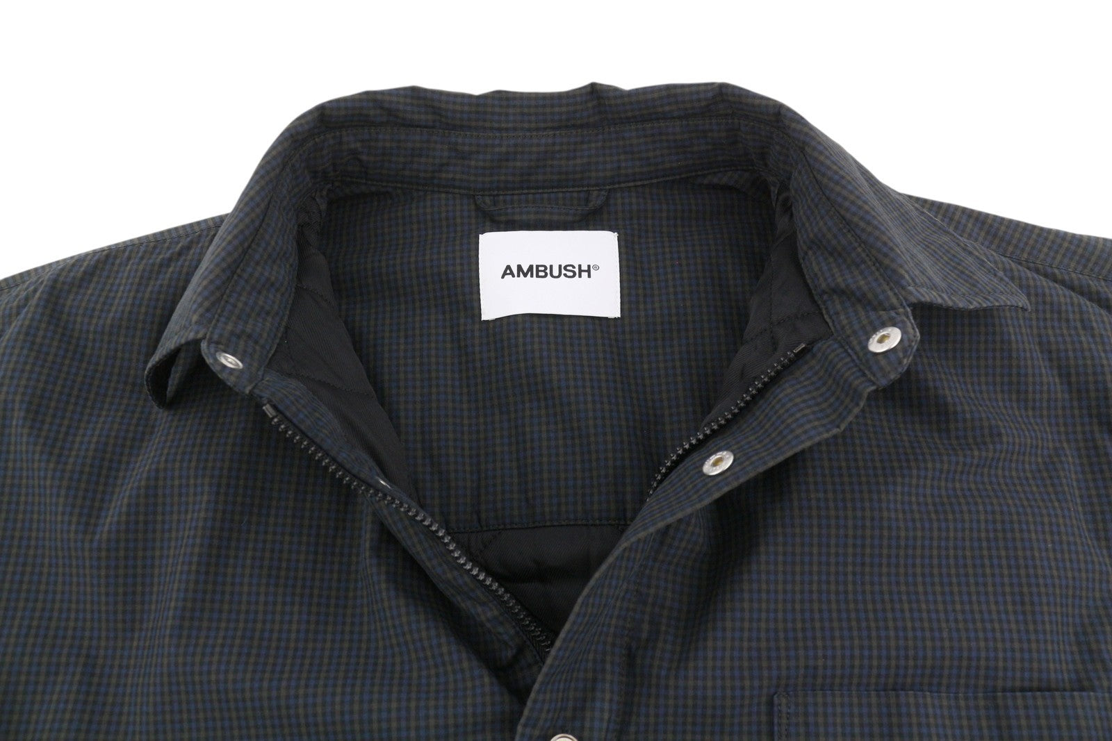 AMBUSH Cotton Padded Men Jacket M Black Plaid Full Zip Insulated Spread RRP799