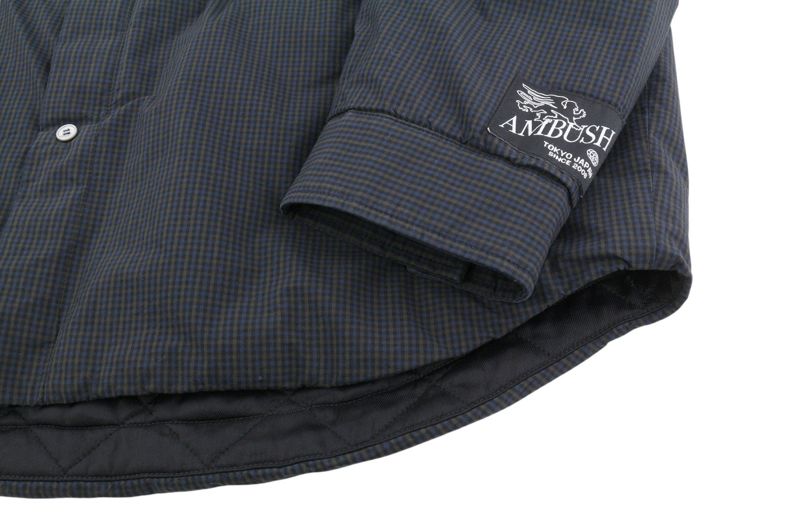 AMBUSH Cotton Padded Men Jacket M Black Plaid Full Zip Insulated Spread RRP799