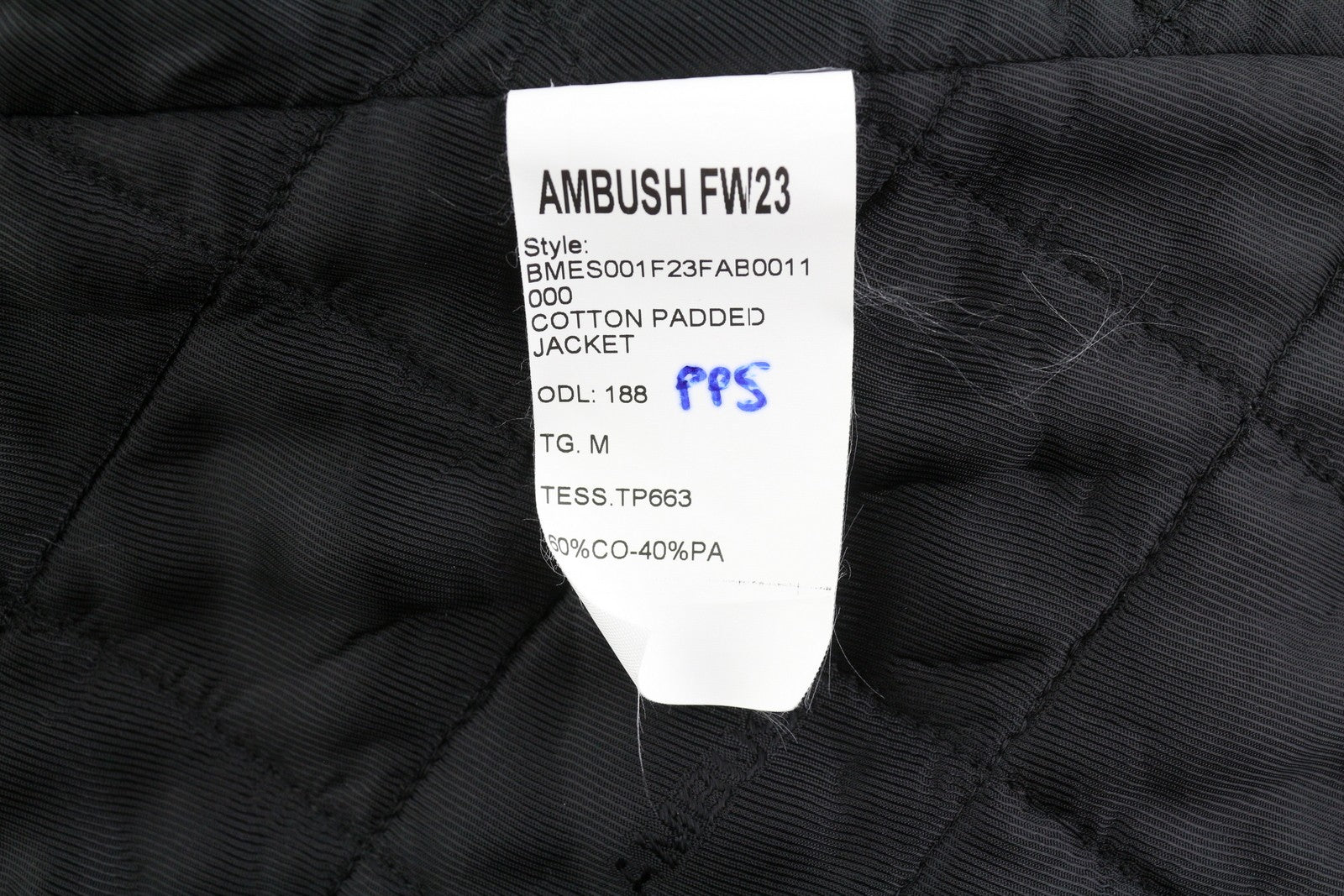 AMBUSH Cotton Padded Men Jacket M Black Plaid Full Zip Insulated Spread RRP799