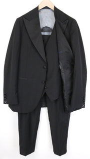 SUITSUPPLY La Spalla Men's Suit UK42R Black Wool 3Pc Tuxedo Classic Single Fit