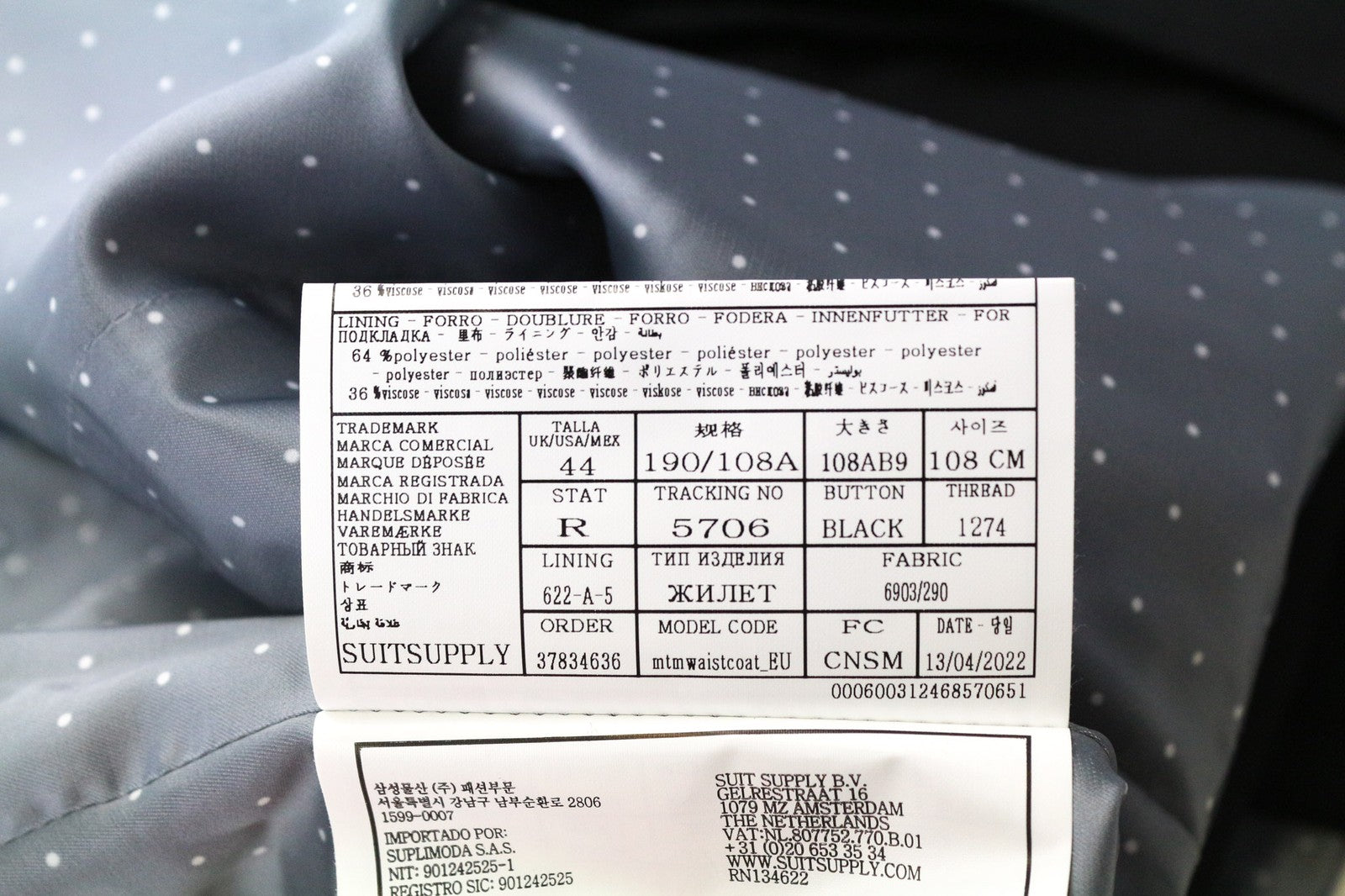 SUITSUPPLY La Spalla Men's Suit UK42R Black Wool 3Pc Tuxedo Classic Single Fit