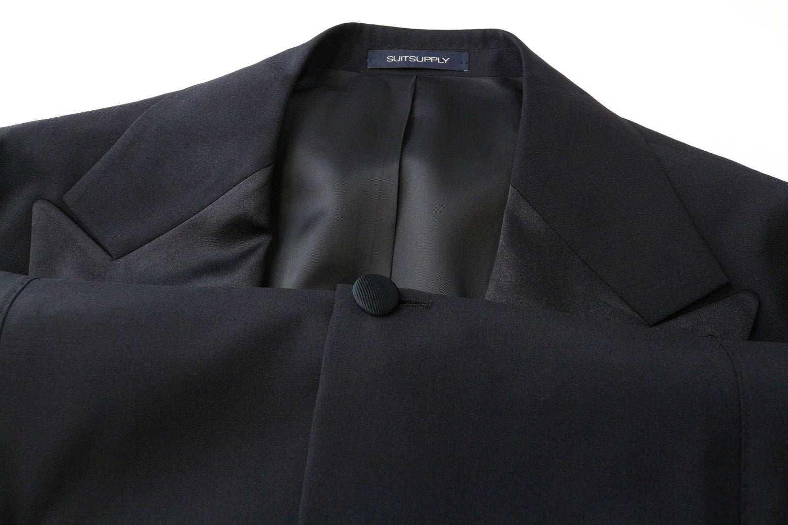 SUITSUPPLY La Spalla Men's Suit UK42R Black Wool 3Pc Tuxedo Classic Single Fit