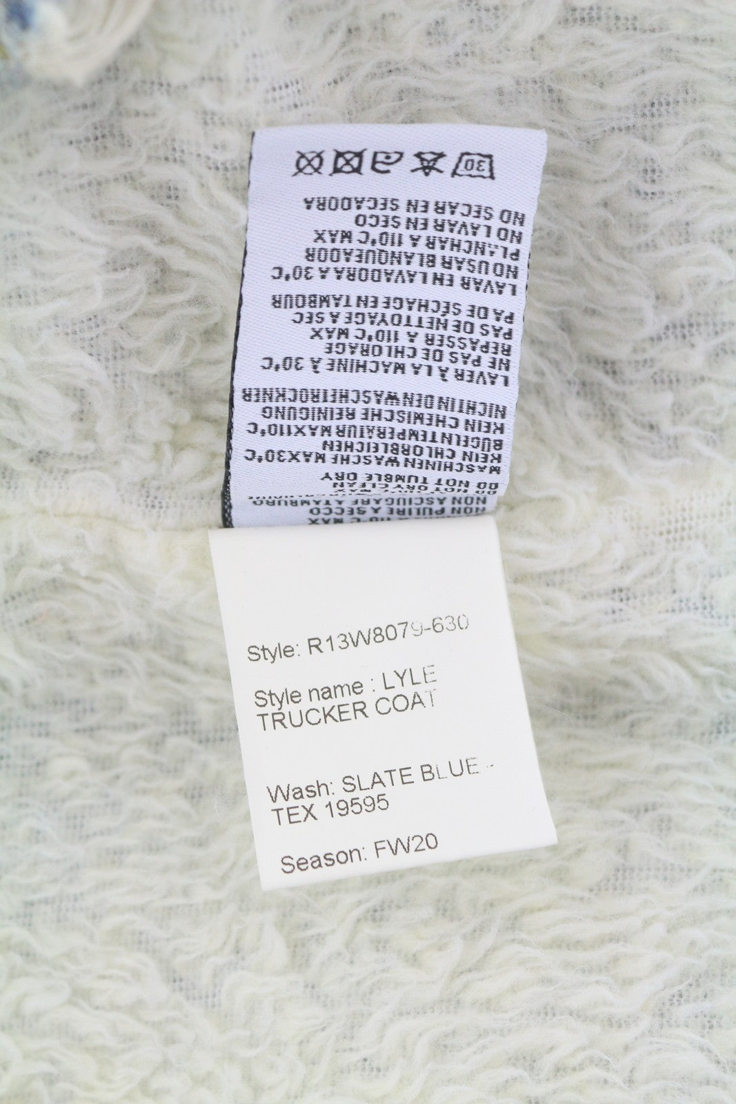 R13 Lyle Trucket Coat Women Jacket M Slate Blue Sherpa Lined Denim Long RRP999