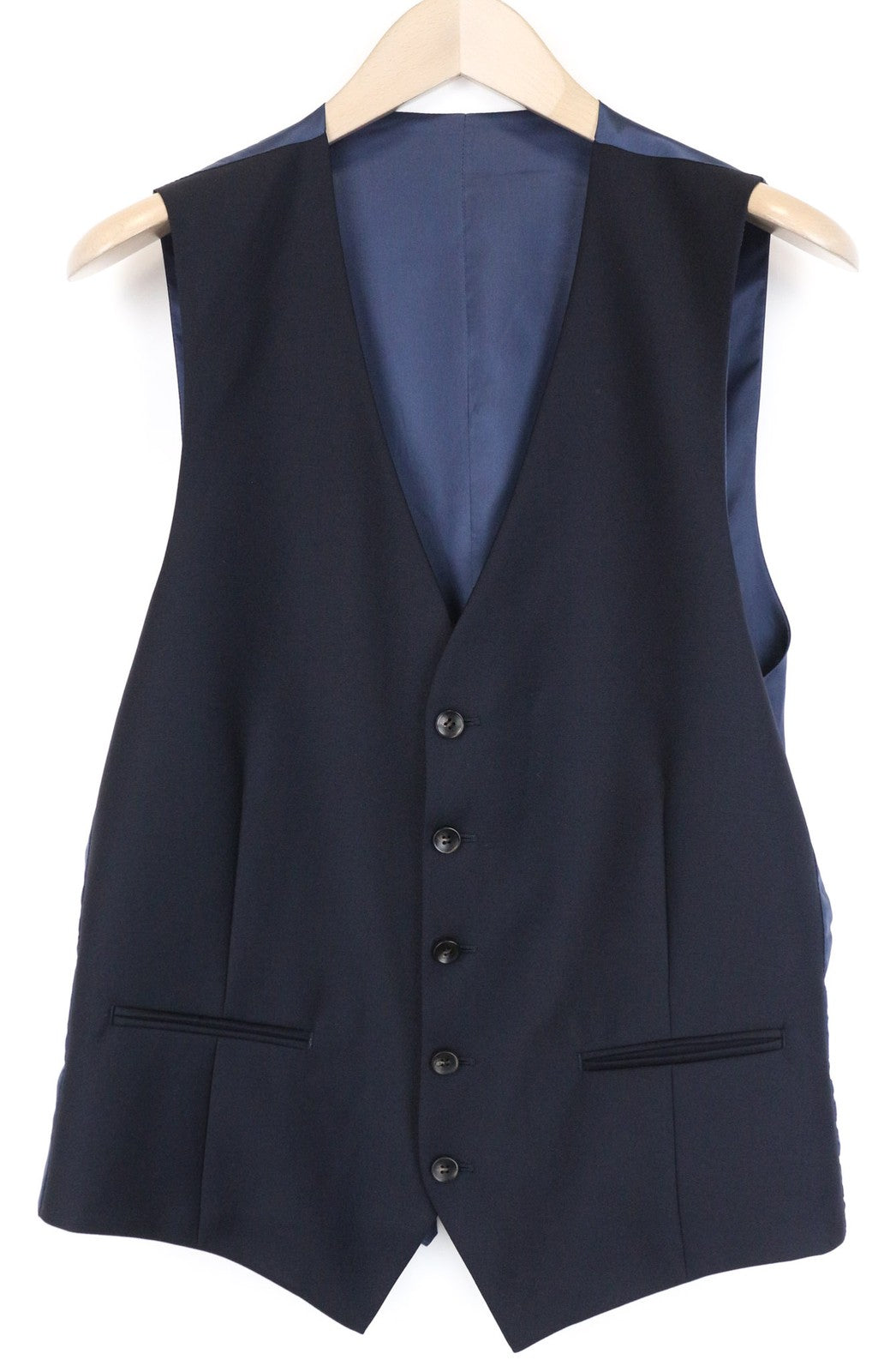 SUITSUPPLY Ferrara Men's Waistcoat UK40L Navy Blue Pure Wool Classic Vest