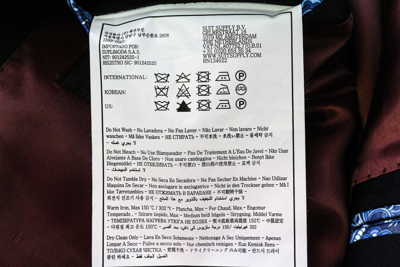 SUITSUPPLY La Spalla Men's Blazer UK48S Blue Pure Wool Classic Single-Breasted