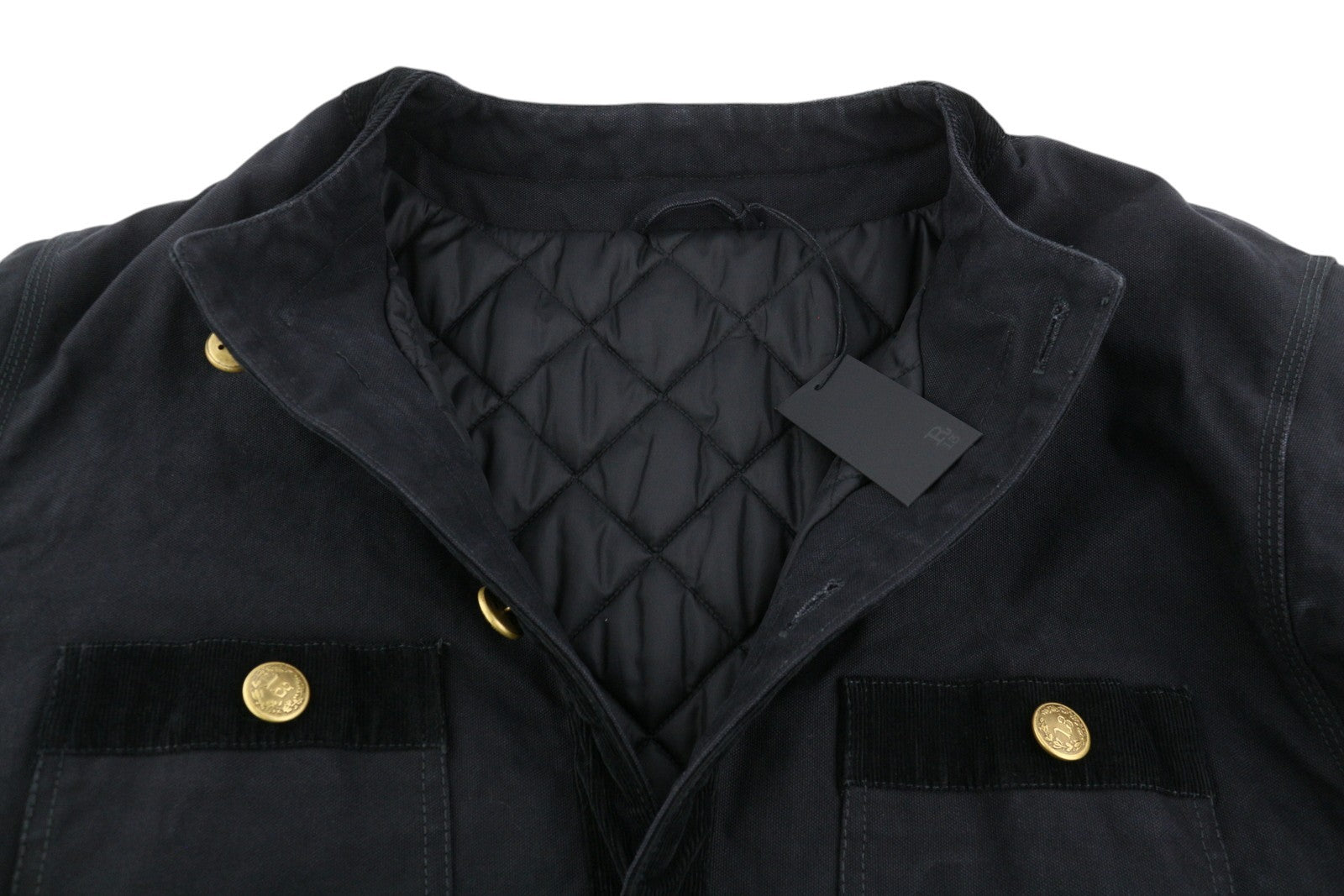 R13 Cord Trimmed Chore Women Jacket M Shadow Black Insulated Oversized RRP1699