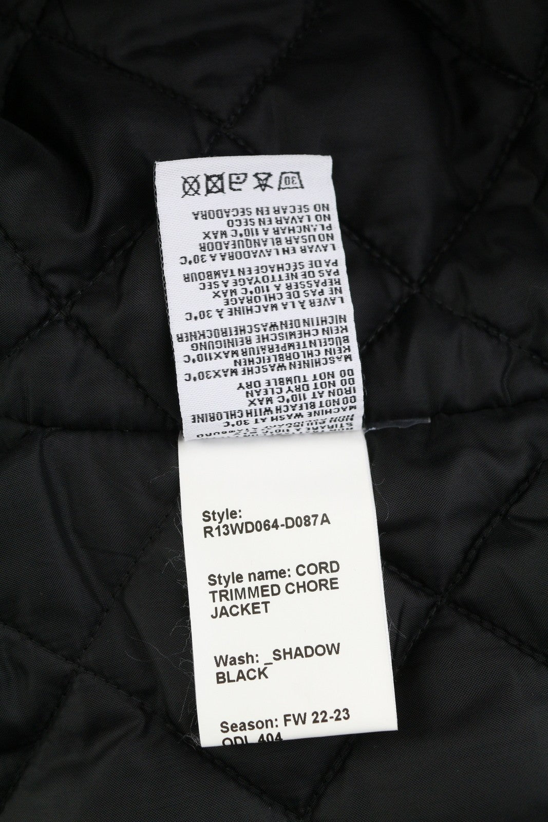 R13 Cord Trimmed Chore Women Jacket M Shadow Black Insulated Oversized RRP1699