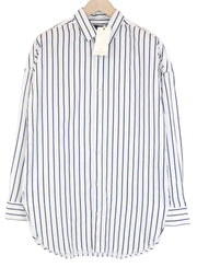 SCOTCH & SODA Ams Couture Men's Shirt M White Navy Stripe Cotton Long Fit Top