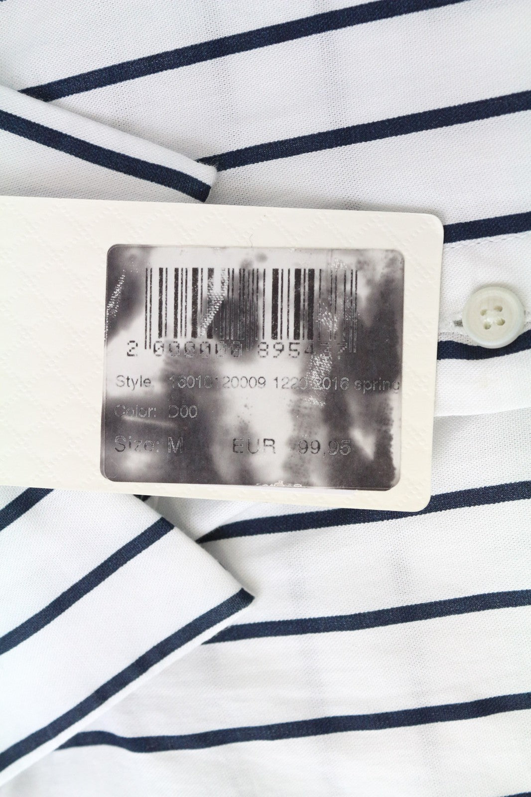 SCOTCH & SODA Ams Couture Men's Shirt M White Navy Stripe Cotton Long Fit Top