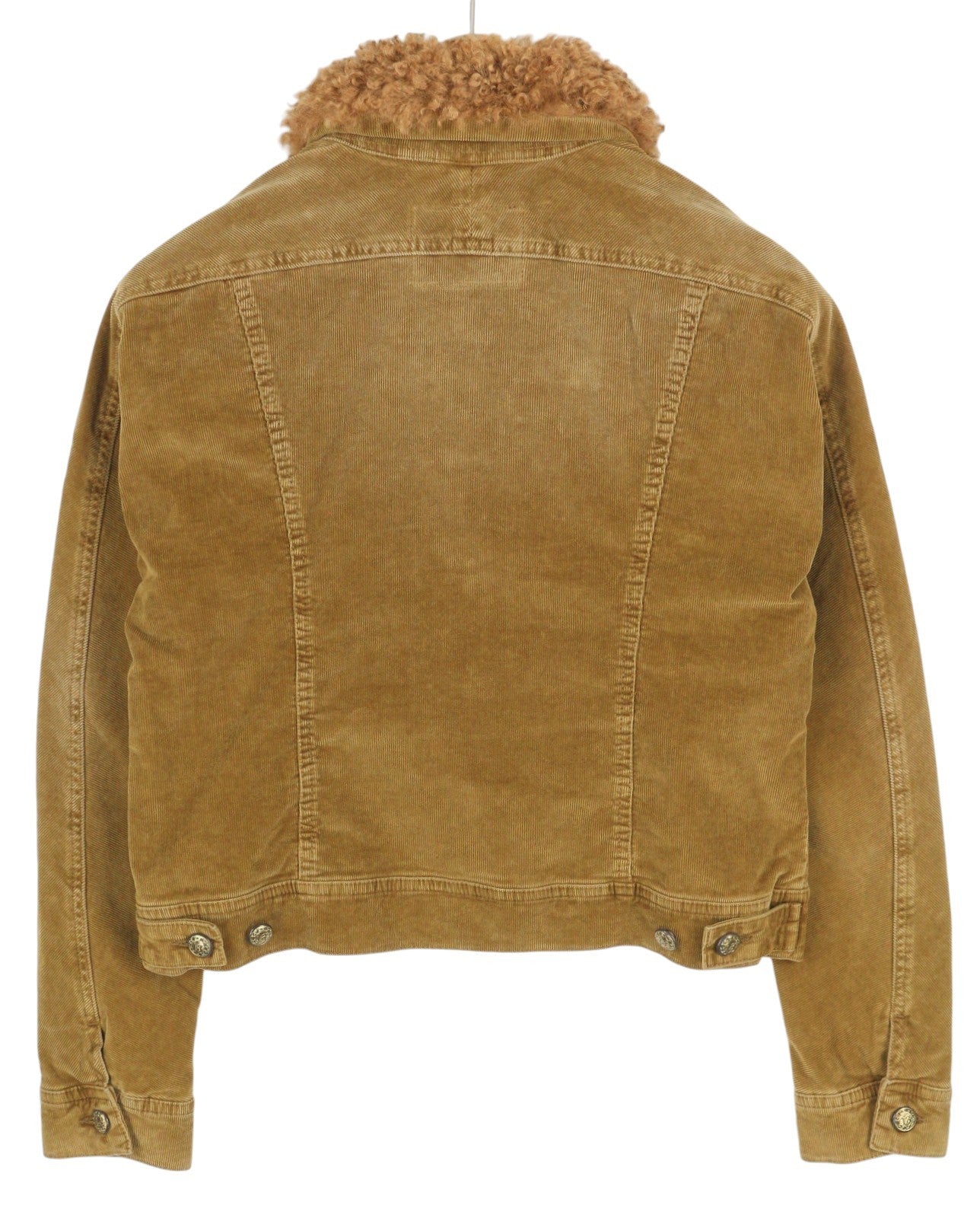 R13 Skinny Trucker Women Jacket S Golden Brown Stretch Cord Faded FW25 RRP1199