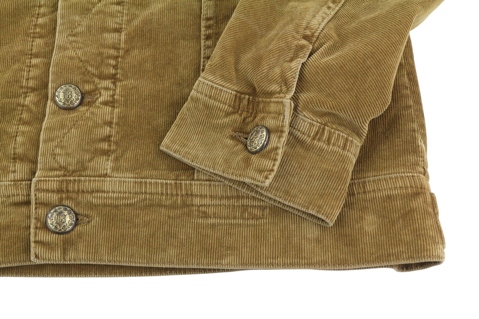 R13 Skinny Trucker Women Jacket S Golden Brown Stretch Cord Faded FW25 RRP1199