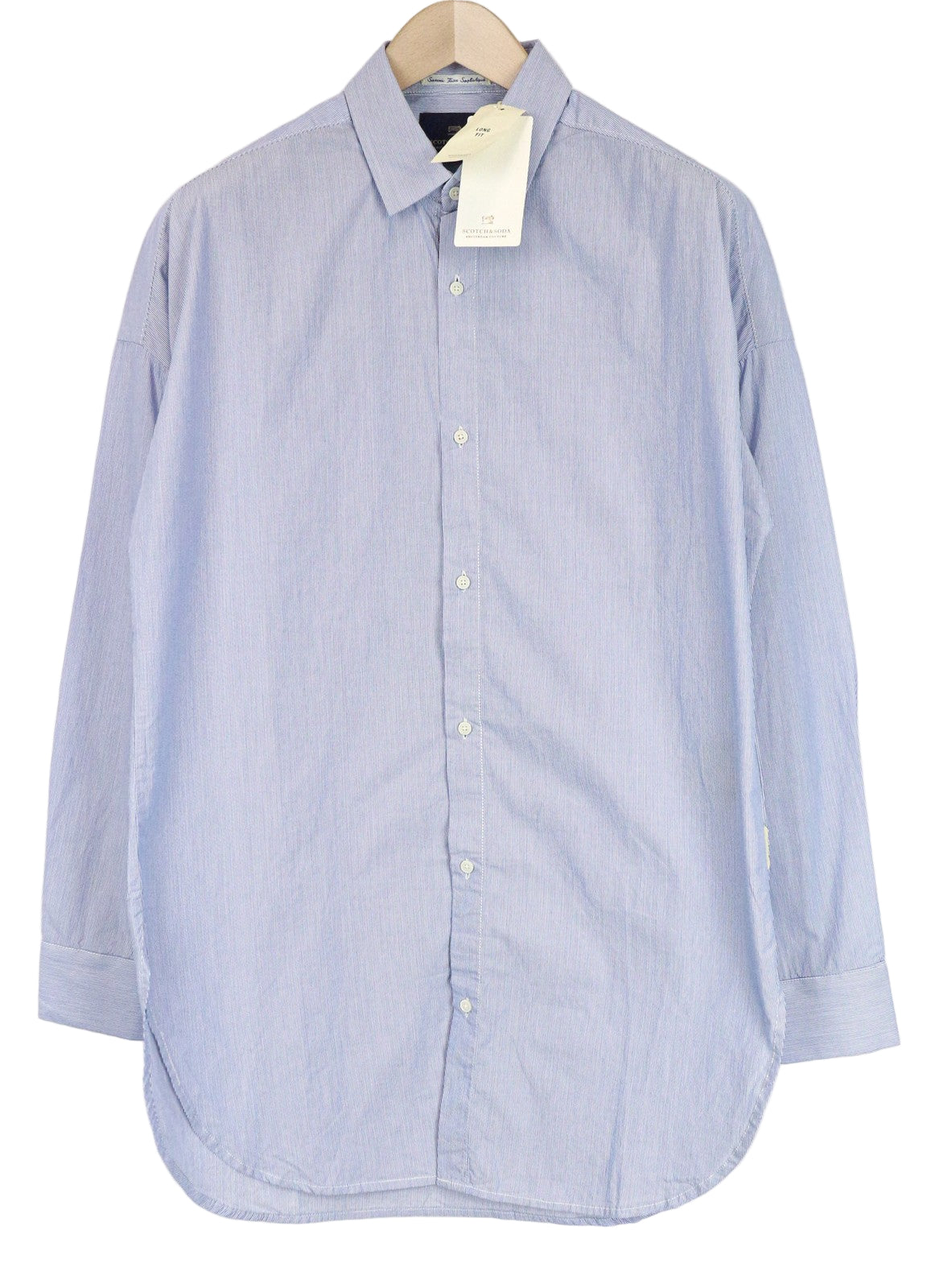 SCOTCH & SODA Ams Couture Men's Shirt M Blue Striped Pure Cotton Long Sleeve