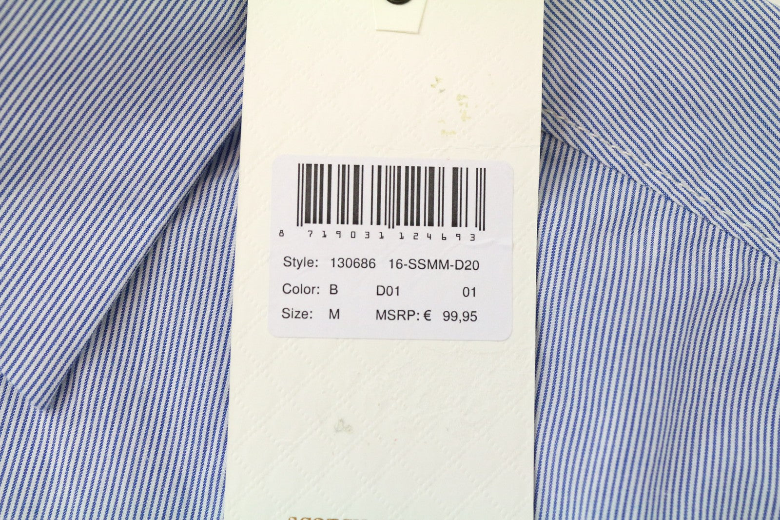 SCOTCH & SODA Ams Couture Men's Shirt M Blue Striped Pure Cotton Long Sleeve