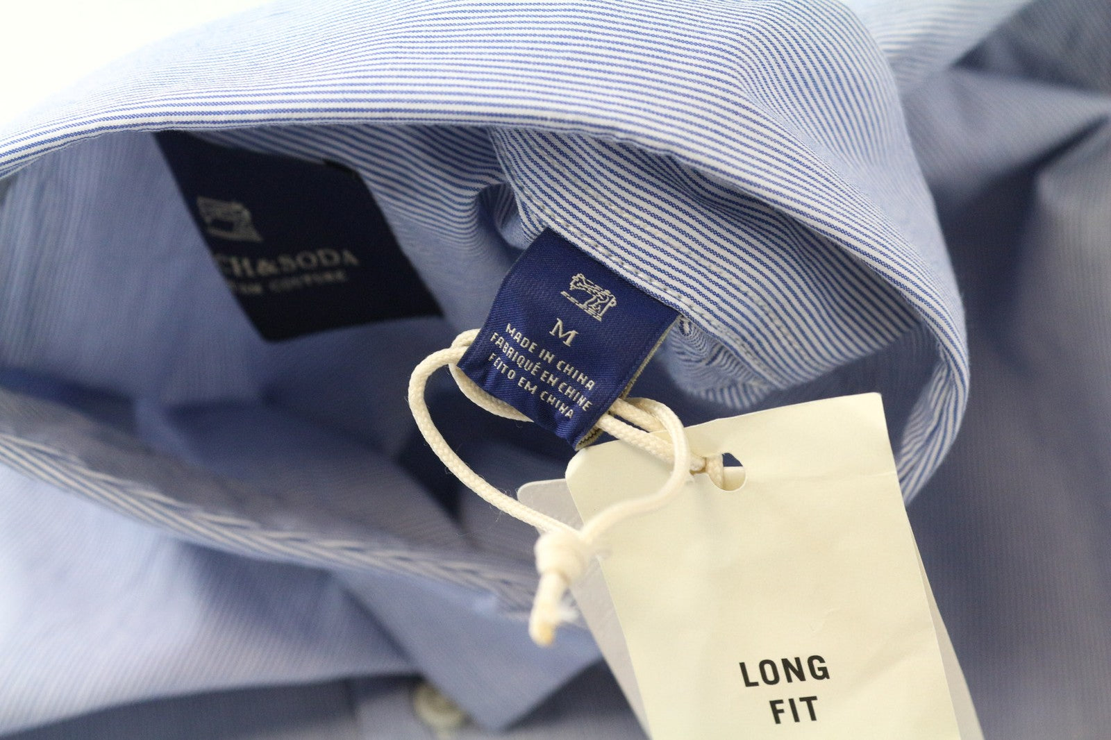 SCOTCH & SODA Ams Couture Men's Shirt M Blue Striped Pure Cotton Long Sleeve