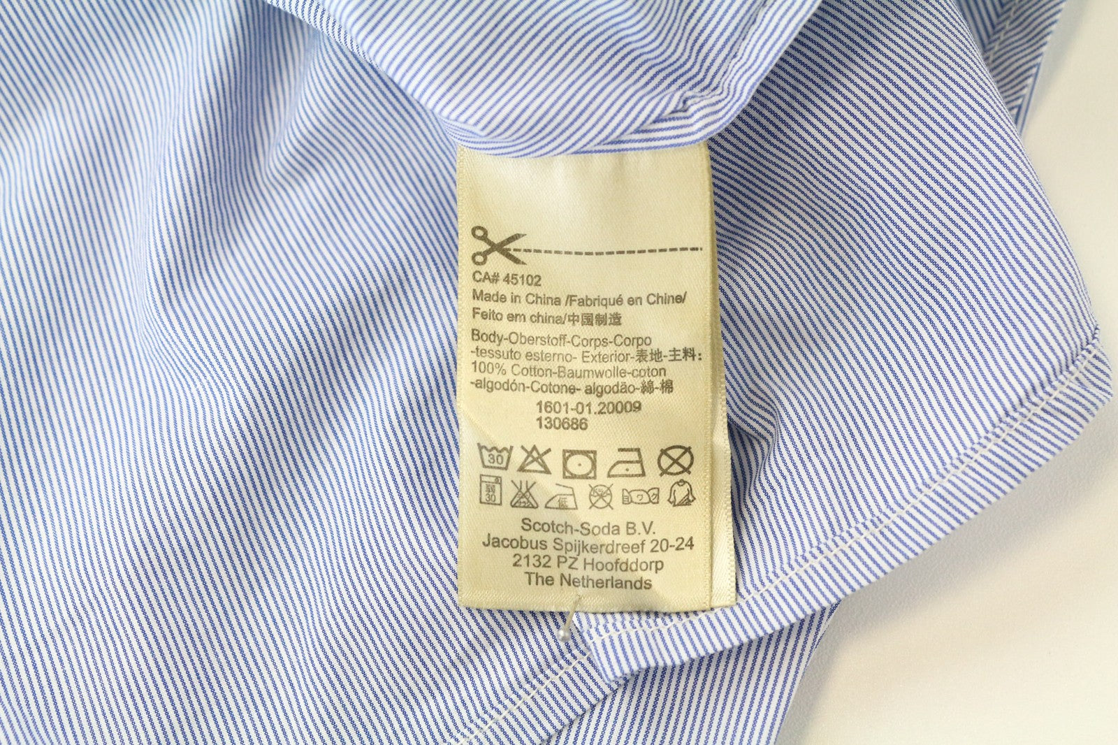 SCOTCH & SODA Ams Couture Men's Shirt M Blue Striped Pure Cotton Long Sleeve