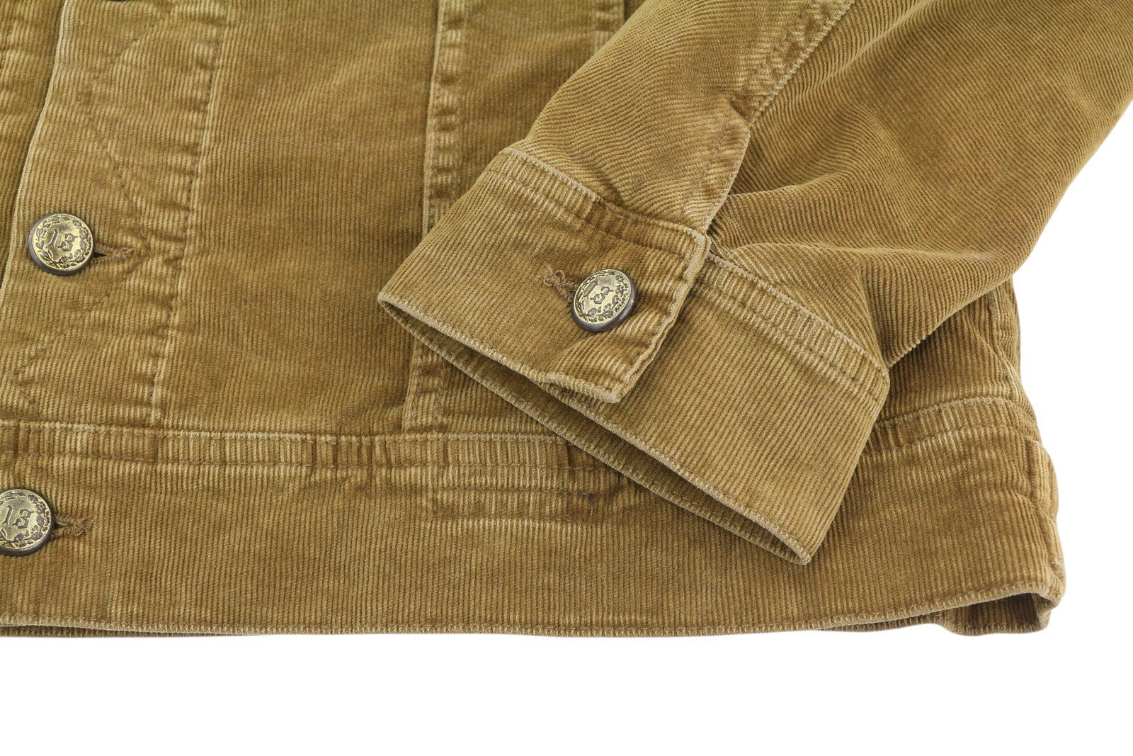 R13 Skinny Trucker Women Jacket XL Golden Brown Stretch Cord Faded FW25 RRP1199