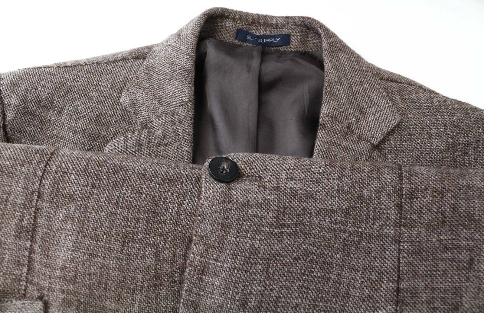 SUITSUPPLY Havana Men's Blazer UK46R Brown Slim Linen Wool Formal Single-Breast