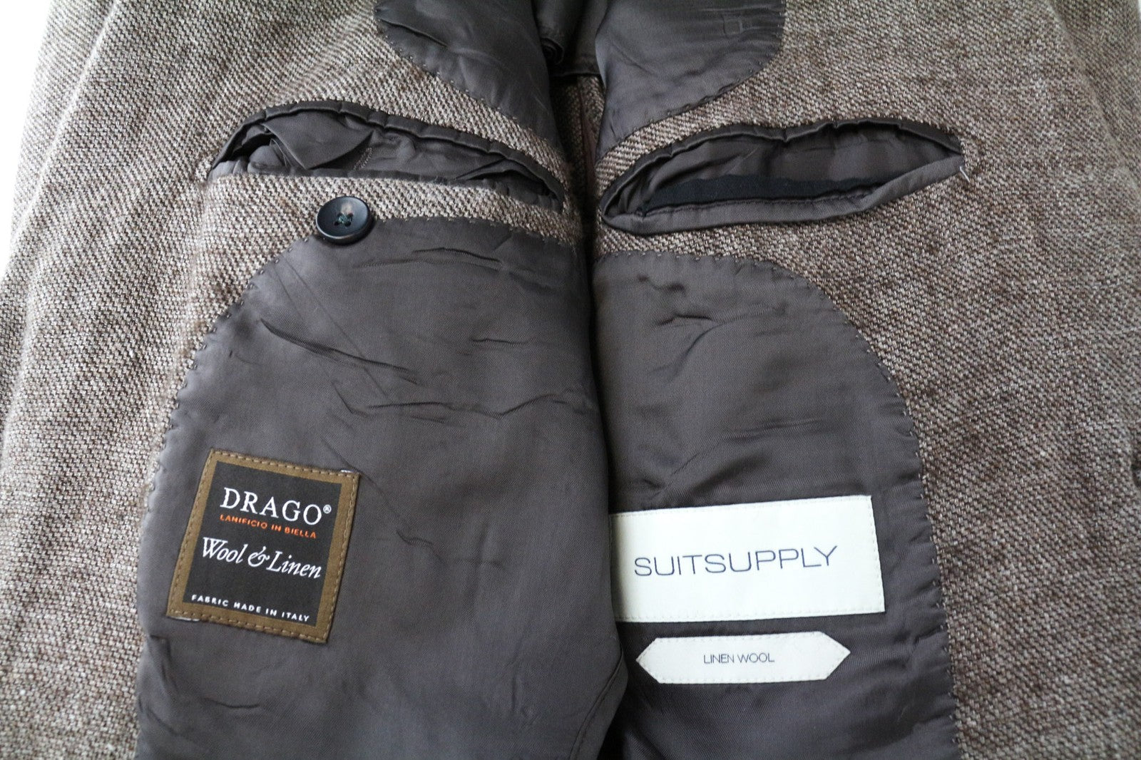 SUITSUPPLY Havana Men's Blazer UK46R Brown Slim Linen Wool Formal Single-Breast