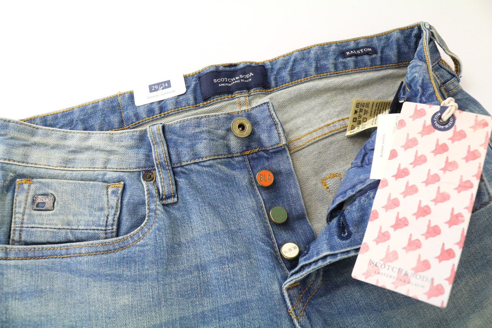 SCOTCH & SODA Ralston Men's Jeans W29/L34 Blue Slim Wash Cotton Stretch Denim