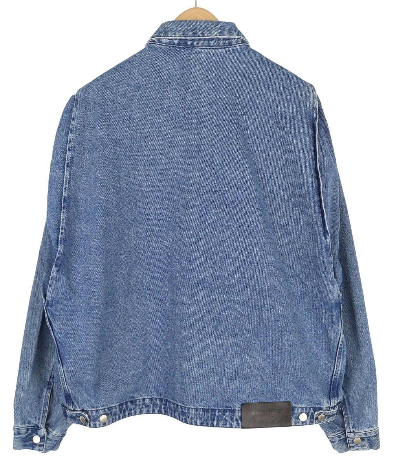 AMBUSH Men Jacket L Denim Blue Faded Patch Pockets Loose Oversized Lightweight