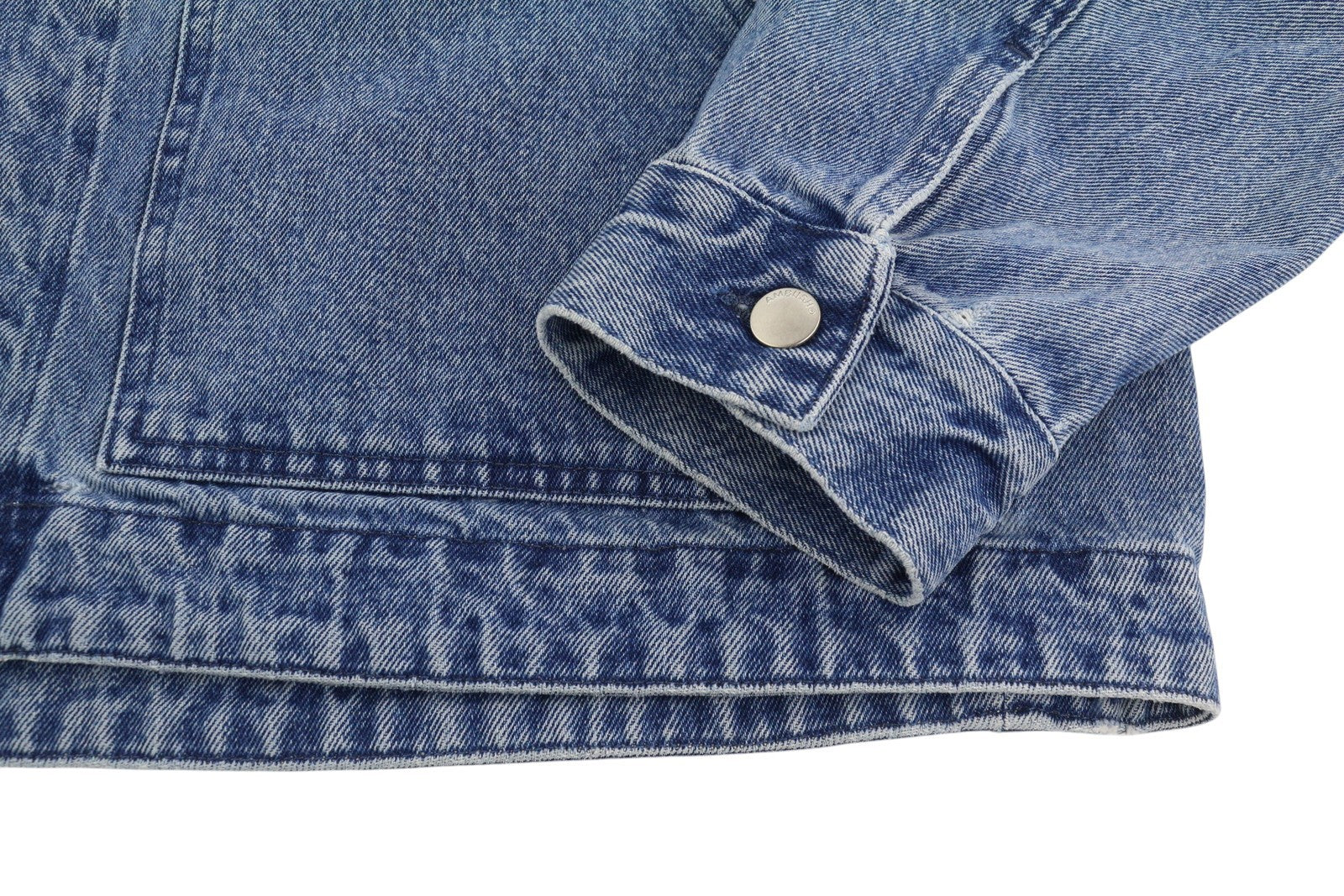 AMBUSH Men Jacket L Denim Blue Faded Patch Pockets Loose Oversized Lightweight