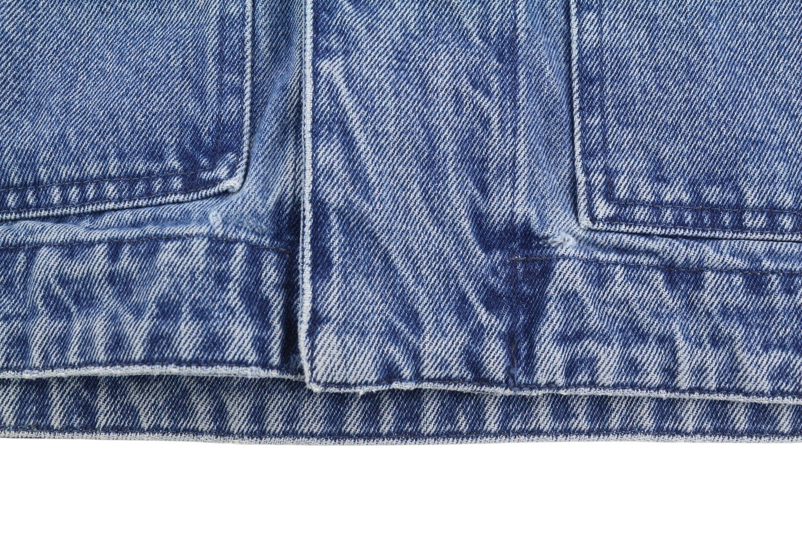 AMBUSH Men Jacket L Denim Blue Faded Patch Pockets Loose Oversized Lightweight