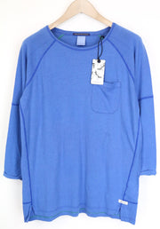SCOTCH & SODA Ams Blauw Men's T-Shirt ~S/M Blue 3/4 Sleeve Pullover with Pocket