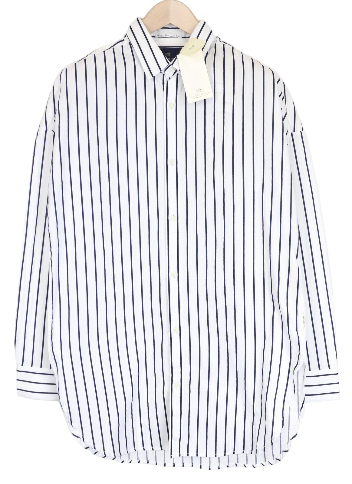 SCOTCH & SODA Ams Couture Men's Shirt M Long White Striped Pure Cotton Classic