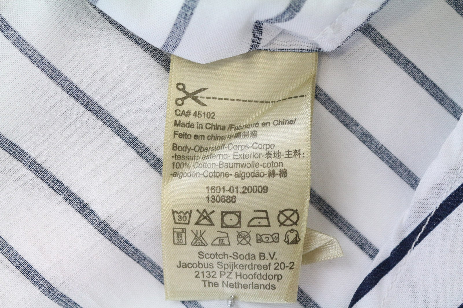 SCOTCH & SODA Ams Couture Men's Shirt M Long White Striped Pure Cotton Classic