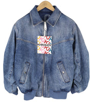 KHRISJOY Aurora Denim Bomber Women Jacket XS/S Blue Faded Oversized RRP1255
