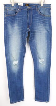 LEE Luke Men's Jeans W36/L34 Distressed Slim Tapered Cotton Stretch Denim Blue