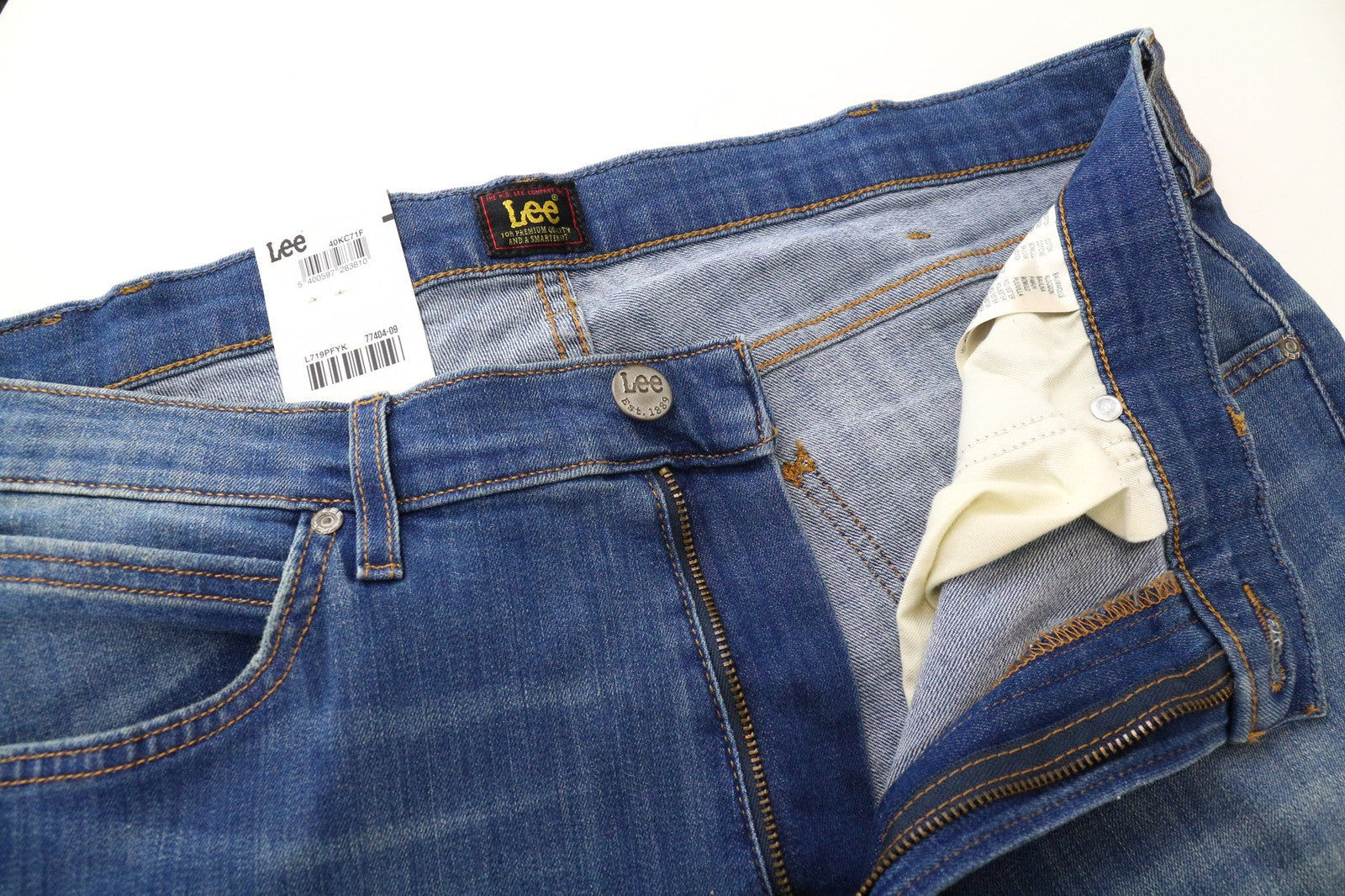 LEE Luke Men's Jeans W36/L34 Distressed Slim Tapered Cotton Stretch Denim Blue