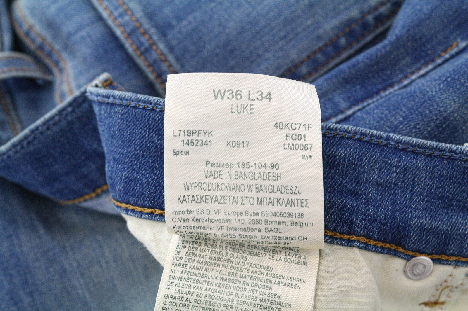 LEE Luke Men's Jeans W36/L34 Distressed Slim Tapered Cotton Stretch Denim Blue