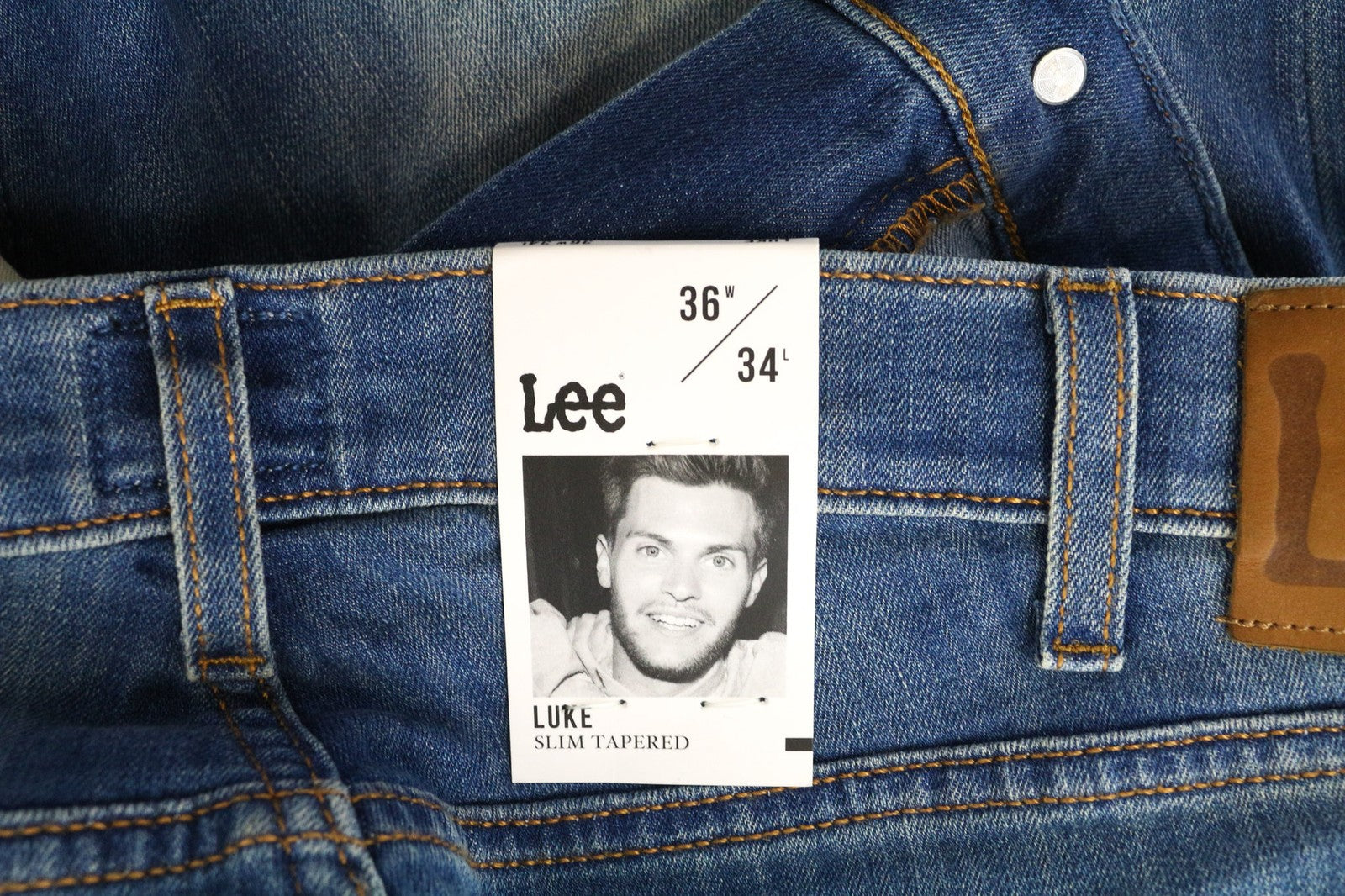 LEE Luke Men's Jeans W36/L34 Distressed Slim Tapered Cotton Stretch Denim Blue