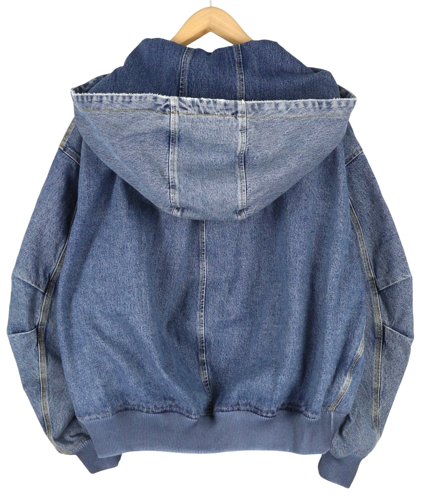 THE ATTICO Women Jacket 38 Blue Faded Denim Bomber Hooded Oversized RRP1550