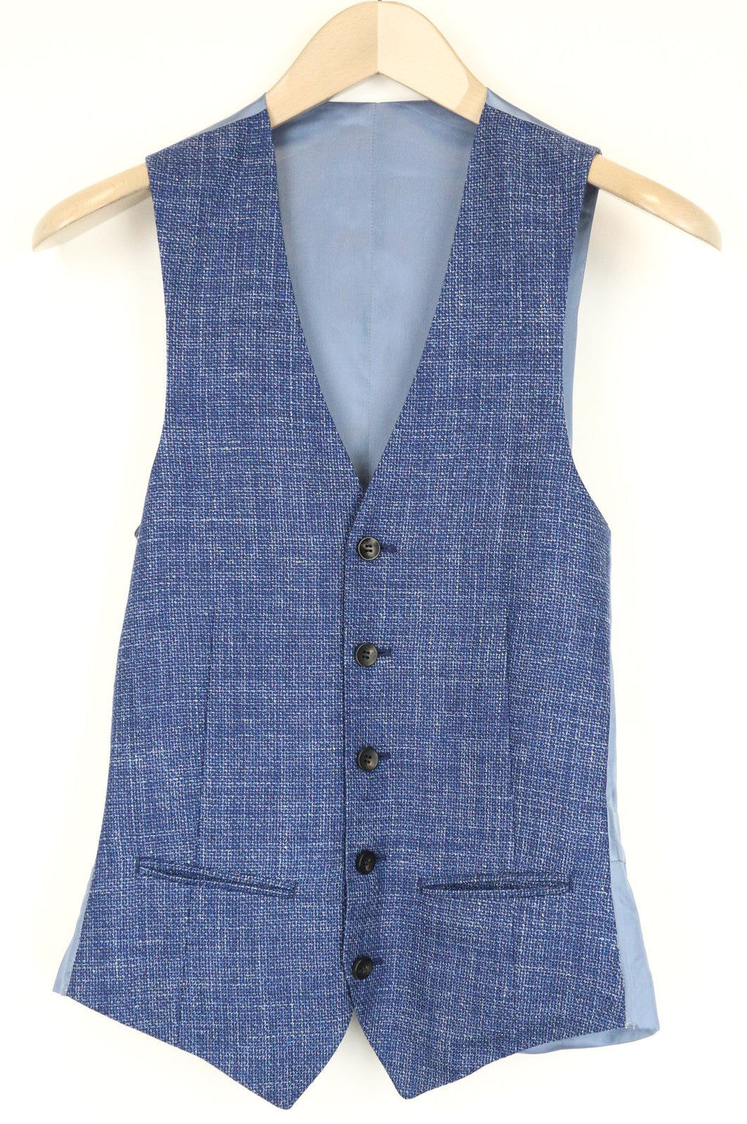 SUITSUPPLY Ferrara Men's Waistcoat UK30R Blue Wool Linen Silk Slim Vest Style