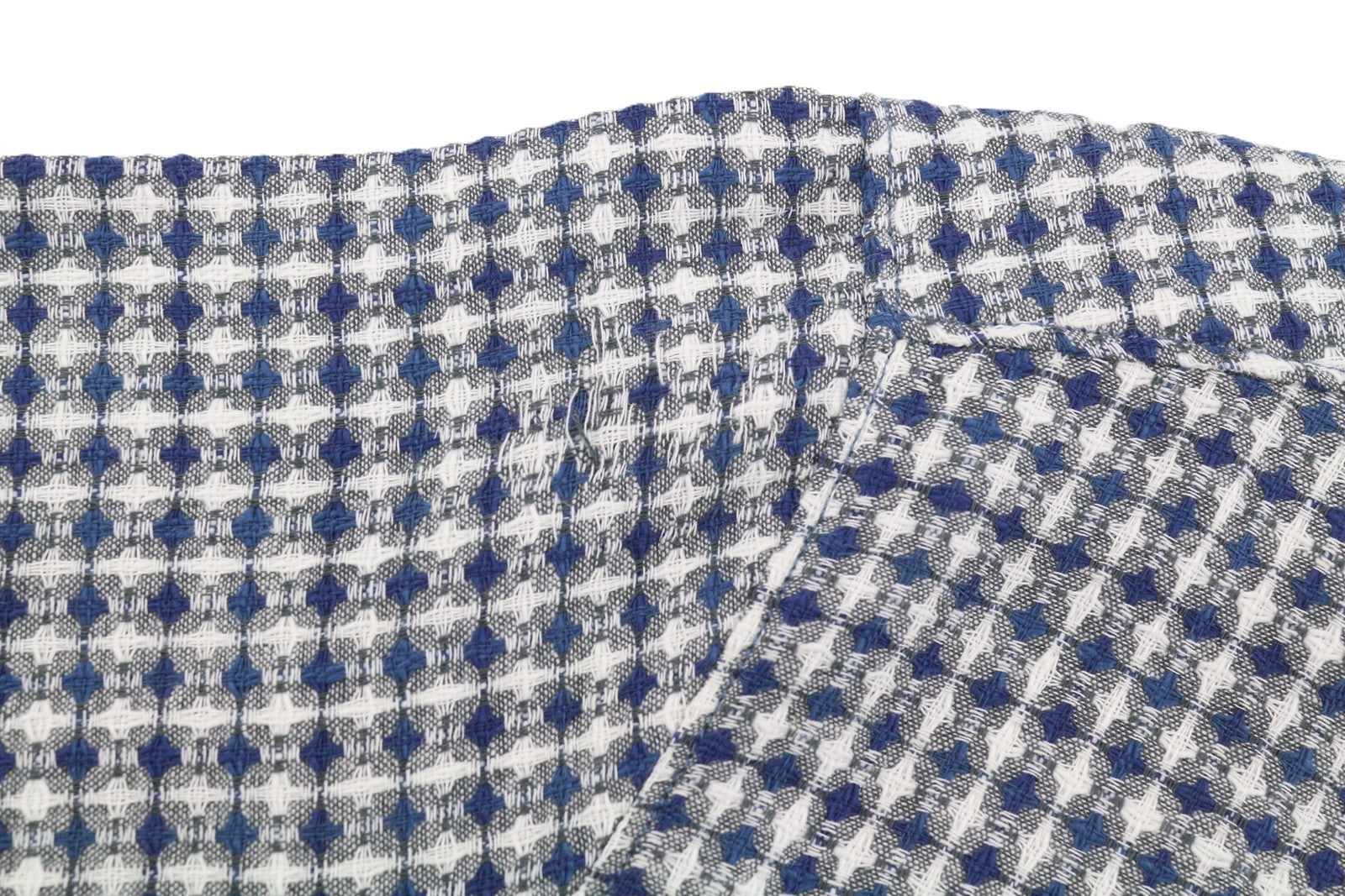 SCOTCH & SODA Men Shirt L Blue Patterned Linen Blend Thick Textured Short Sleeve