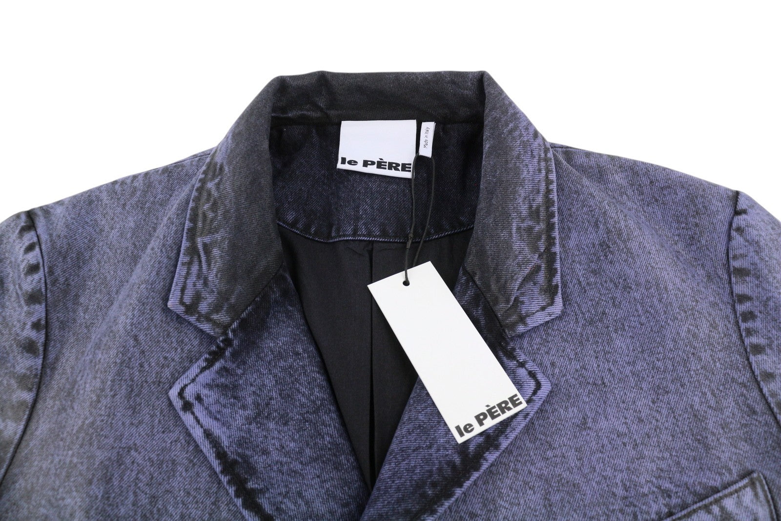 LE PERE Denim Men Blazer S Purple Oversye Waxed Faded Single Breasted Notch