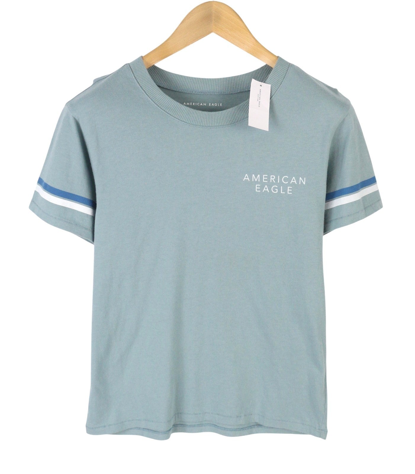 AMERICAN EAGLE OUTFITTERS Women T-Shirt S Blue Tricot Cotton Crew Short Sleeve