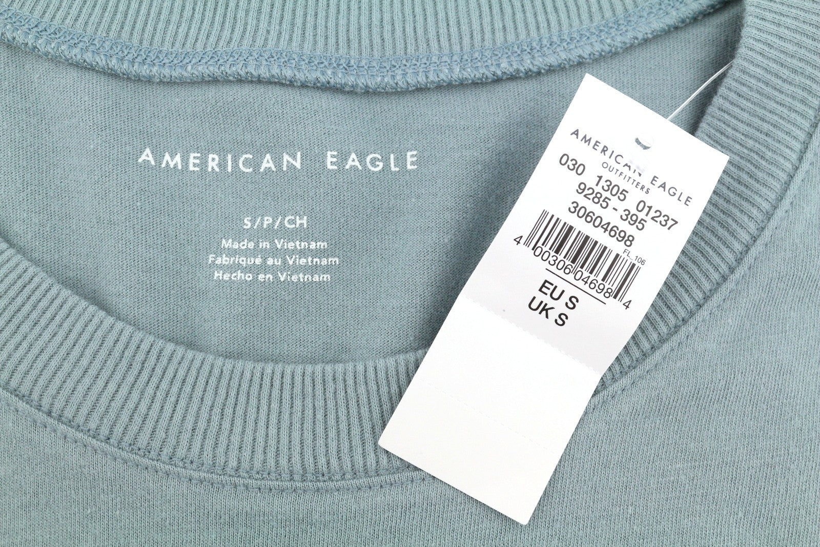 AMERICAN EAGLE OUTFITTERS Women T-Shirt S Blue Tricot Cotton Crew Short Sleeve