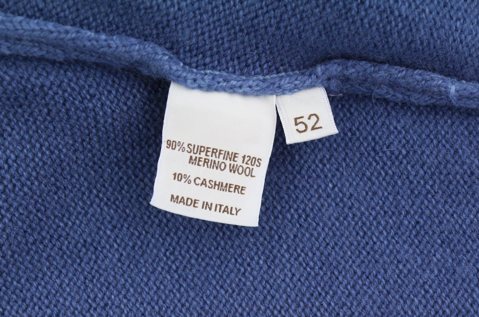 FILIPPO DE LAURENTIIS Men Jumper IT52 L Blue 120s Merino Wool Cashmere Pull On