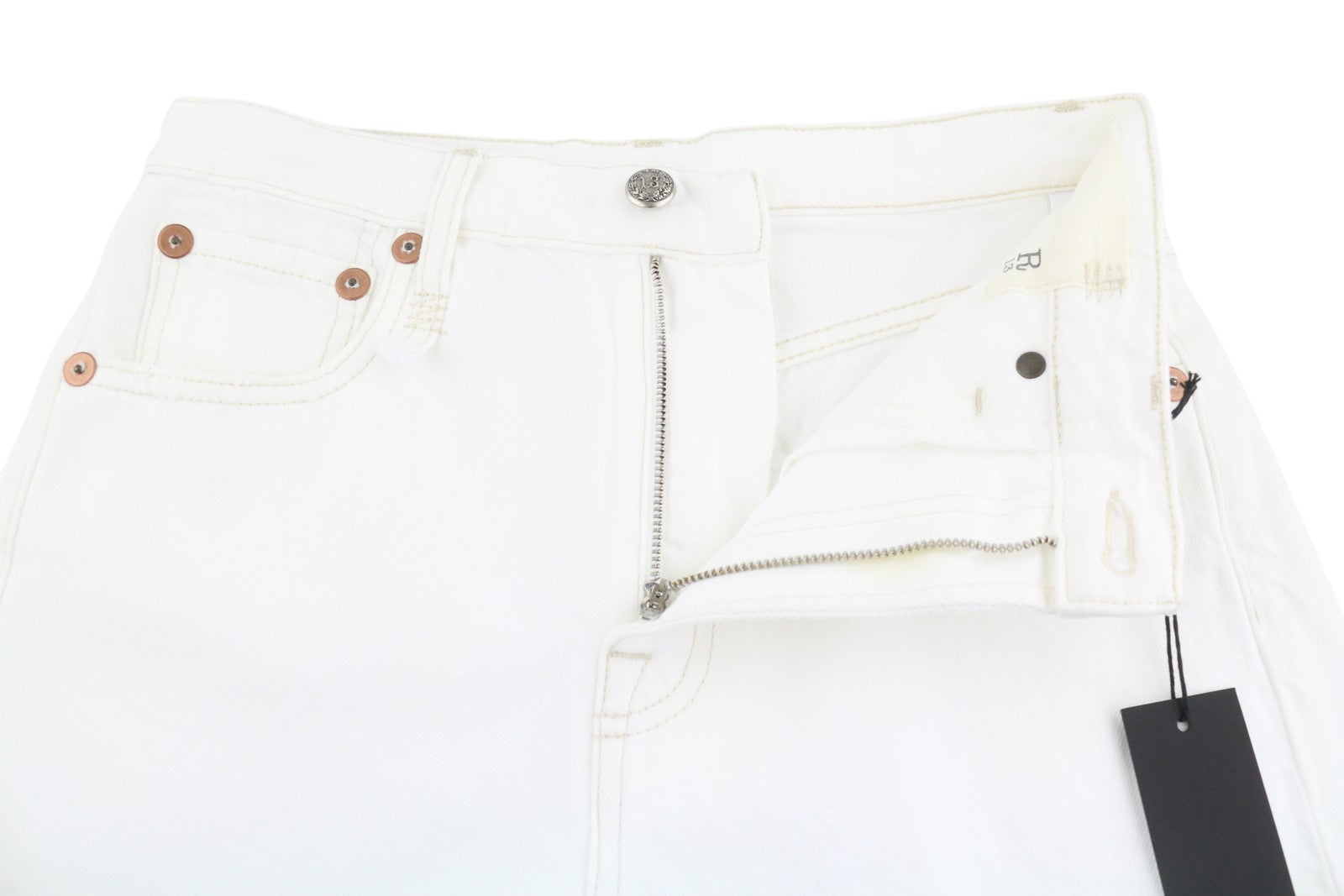 R13 Charlotte Women Jeans 25 Aerin White Straight Distress Zip Fly SS26