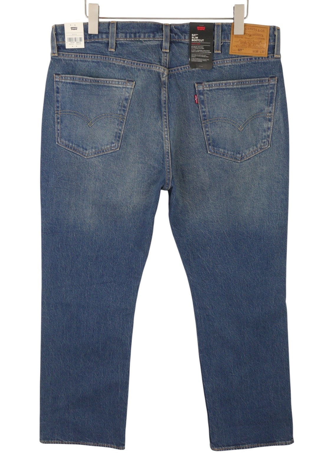LEVI'S 527 Slim Bootcut Men Jeans W38/L32 Blue Whiskers Faded Big E Premium