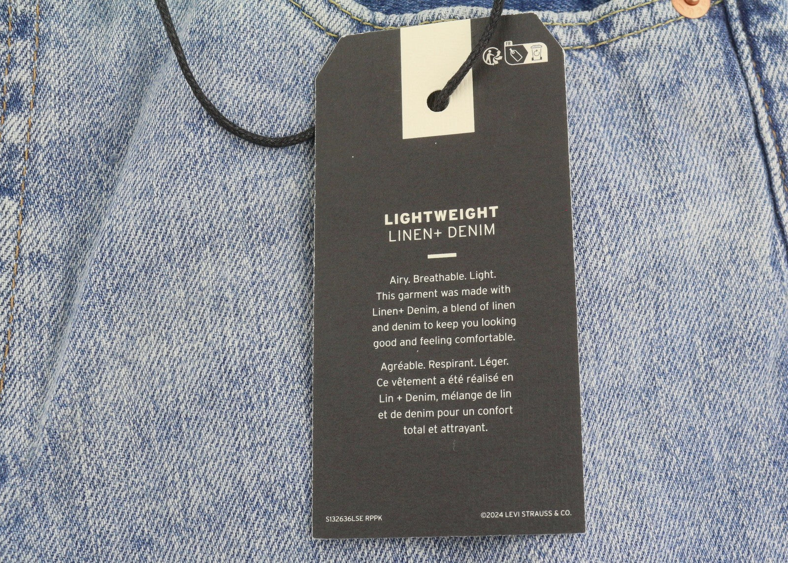LEVI'S 568 Loose Straight Men Jeans W30/L34 Blue Faded Whiskers Linen Blend